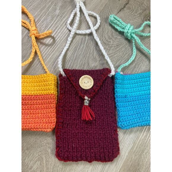 Handmade Crochet Mini Bag Set - Unbranded Multicolor Bags Pouch Lot - Picture 4 of 12